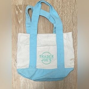 TRADER JOE's 2025 Pastel Mini Canvas Sustainable Reusable Tote Bag, Baby Blue